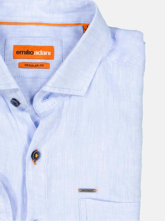 emilio adani Herren Langarm-Hemd aus Leinen Blau 36690