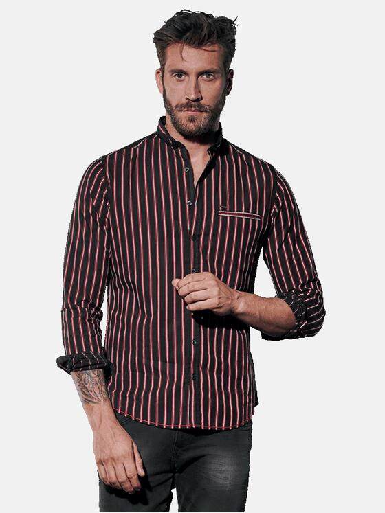 emilio adani Herren Gestreiftes Langarmhemd Rot 30842