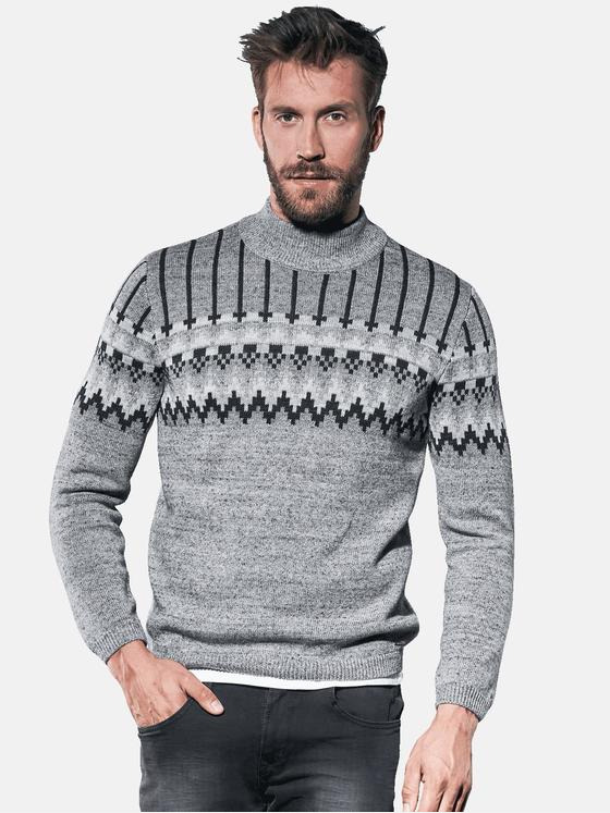emilio adani Herren Gestrickter Norwegerpullover Grau 30849