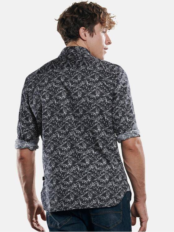 engbers Herren Langarmhemd mit floralem Muster Schwarz 30877