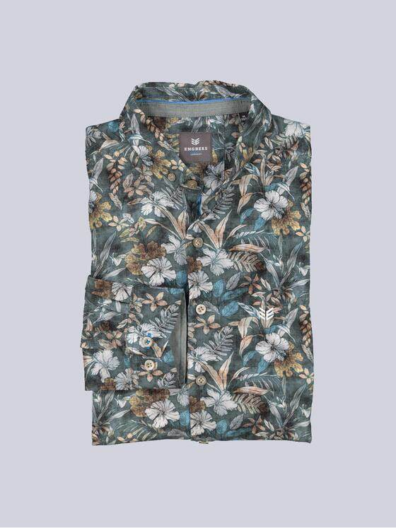 ENGBERS GERMANY Herren Langarm-Hemd mit innovativem All-Over-Print Braun 35781