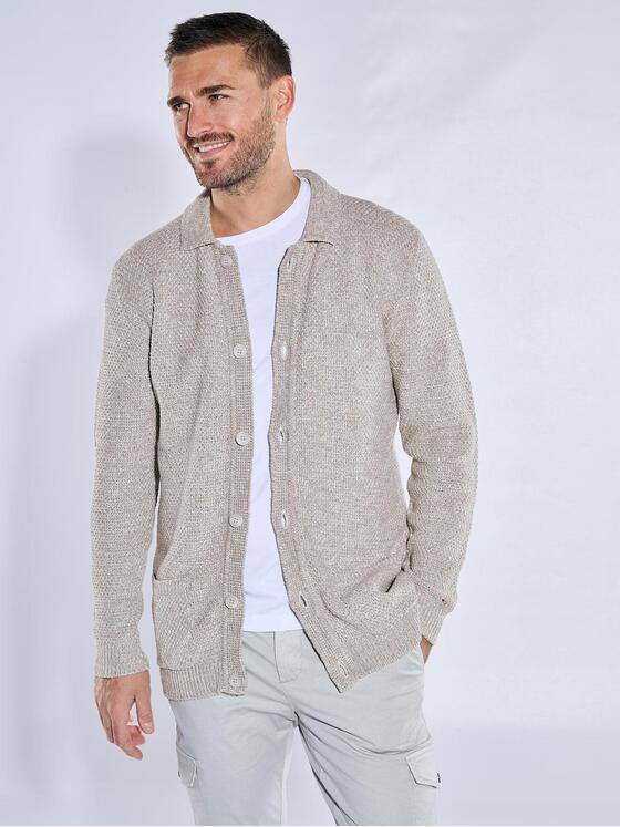 emilio adani Herren Strickjacke strukturiert Creme 38249