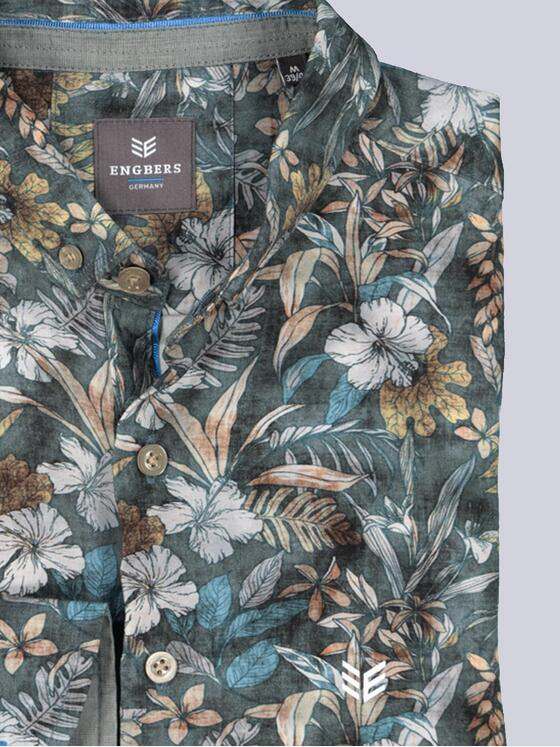 ENGBERS GERMANY Herren Langarm-Hemd mit innovativem All-Over-Print Braun 35781