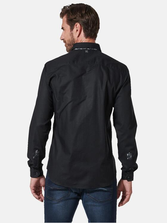 ENGBERS GERMANY Herren Langarm-Hemd uni Schwarz 35283