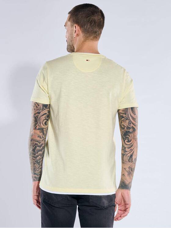 emilio adani Herren Rundhals T-Shirt Hellgelb 40648