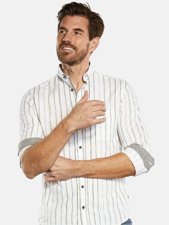 engbers Herren Langarm-Hemd gestreift Beige 34305