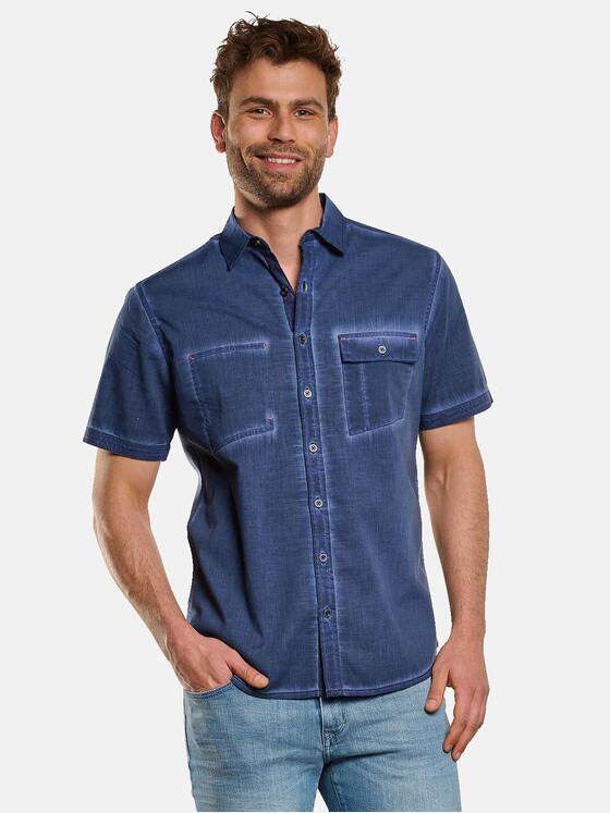 engbers Herren Kurzarm-Hemd uni Blau 33042
