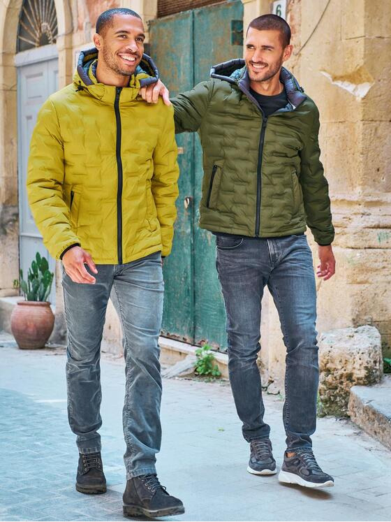 emilio adani Herren Steppjacke mit abnehmbarer Kapuze Gelb 35198