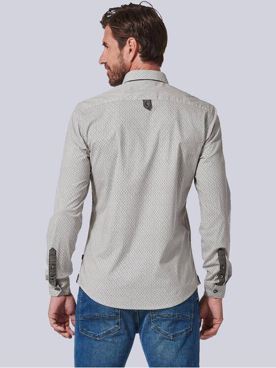 engbers Herren Langarm-Hemd gemustert Beige 35329