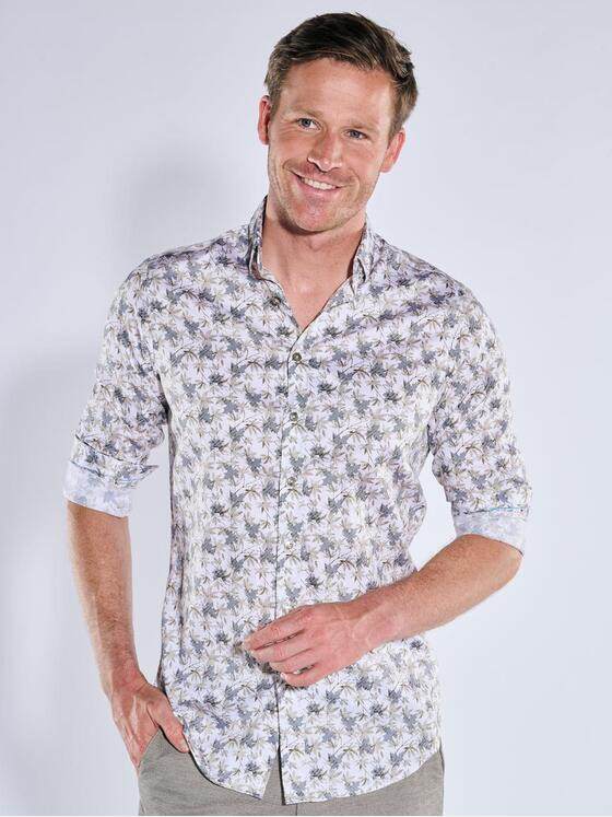 ENGBERS GERMANY Herren Langarm-Hemd mit Floralprint Reinweiss 39565
