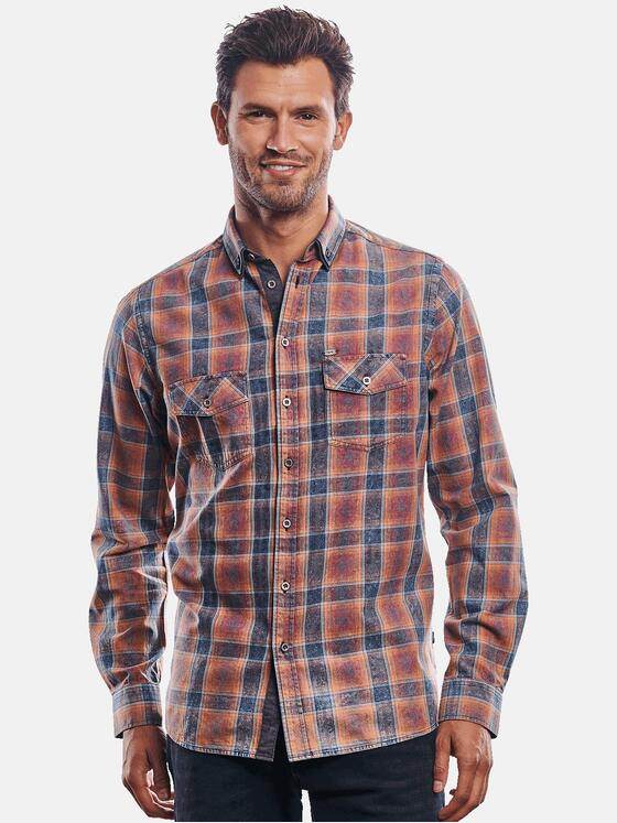 engbers Herren Speziell gewaschenes Karohemd Dunkelorange 31270