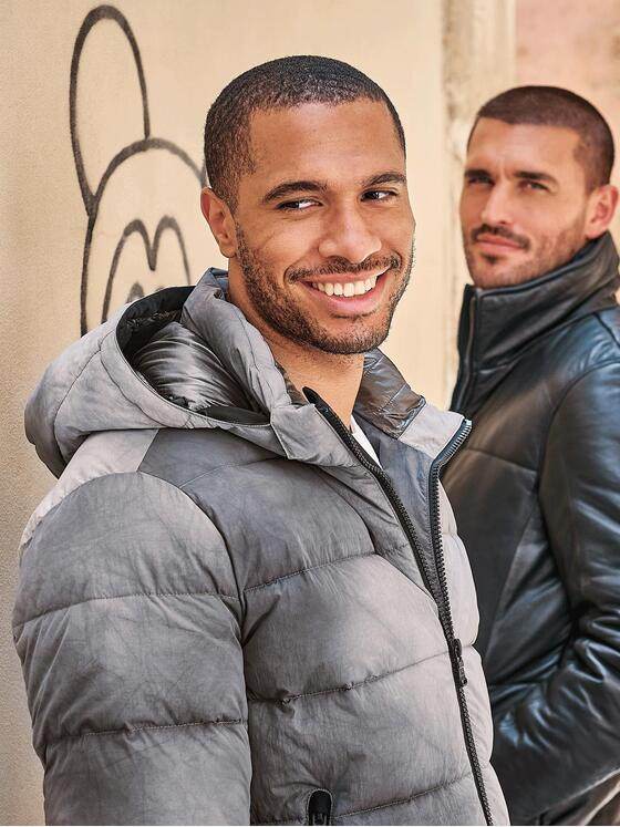 emilio adani Herren Steppjacke mit Kapuze Grau 35426