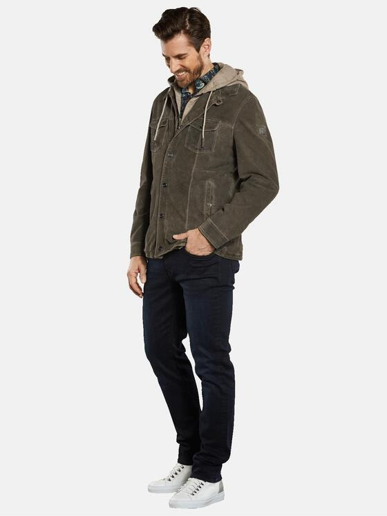 ENGBERS GERMANY Herren Lederjacke mit Inlet Grün 34493
