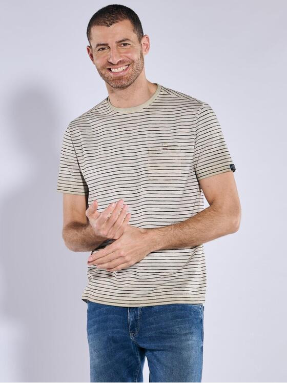 engbers Herren T-Shirt gestreift Beige 36987