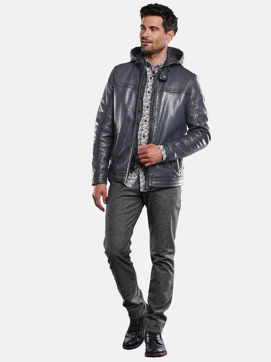 engbers Herren Lederjacke mit abnehmbarer Kapuze Saphirblau 31846