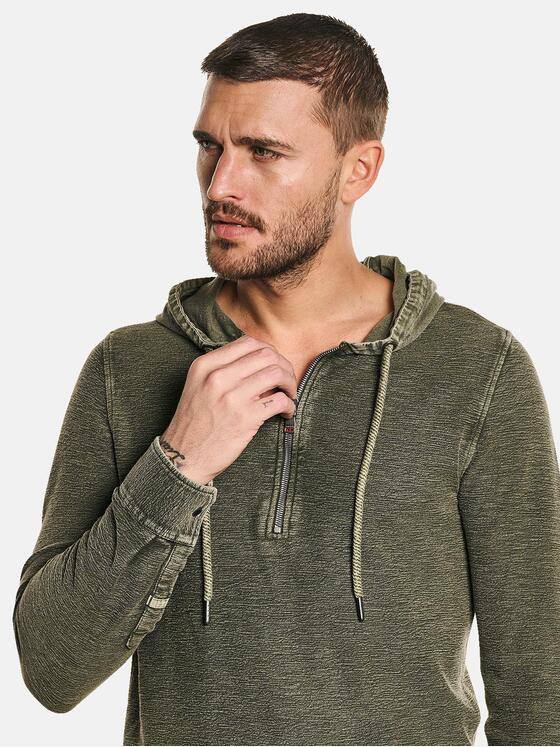 emilio adani Herren Langarm-Shirt mit Kapuze Grün 32714