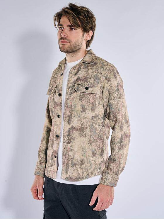 emilio adani Herren Overshirt mit floralem Muster Bordeaux 40984