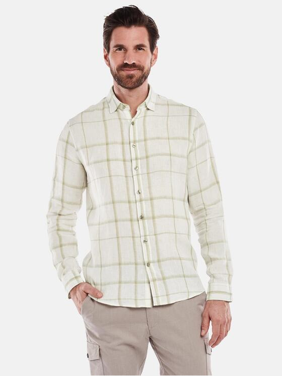 ENGBERS GERMANY Herren Langarm-Hemd kariert Beige 35129
