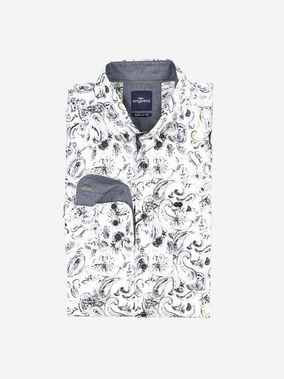 engbers Herren Langarm-Hemd gemustert Gruen 38108