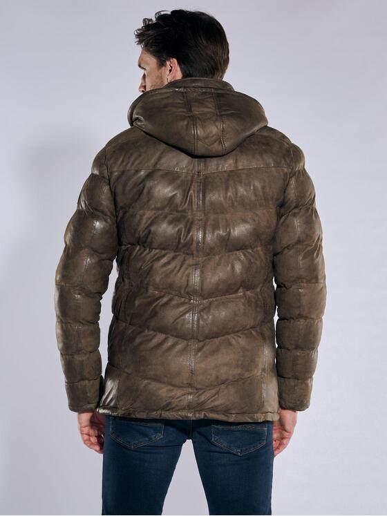 engbers Herren Lederjacke mit Kapuze Dunkelbraun 37421