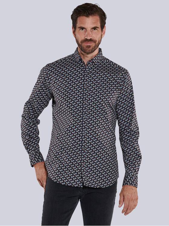 engbers Herren Langarm-Hemd gemustert Blau 35599
