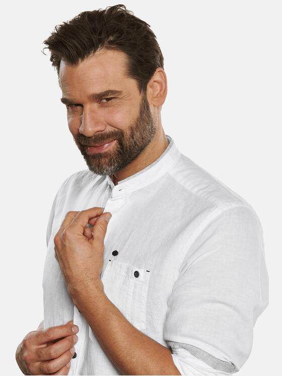 engbers Herren Langarm-Hemd mit Leinen-Anteil Reinweiss 33011