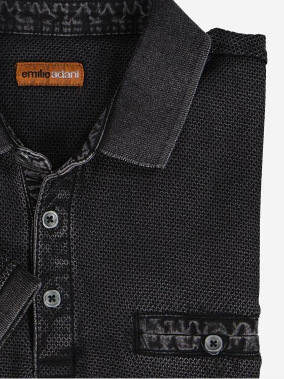 emilio adani Herren Polo-Shirt strukturiert Schwarz 37091