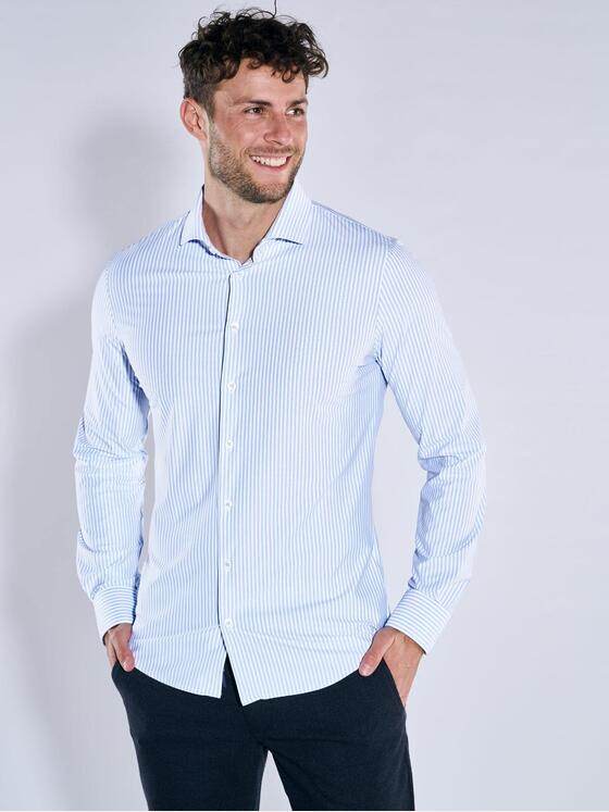 emilio adani Herren Langarm-Hemd gestreift Blau 39362