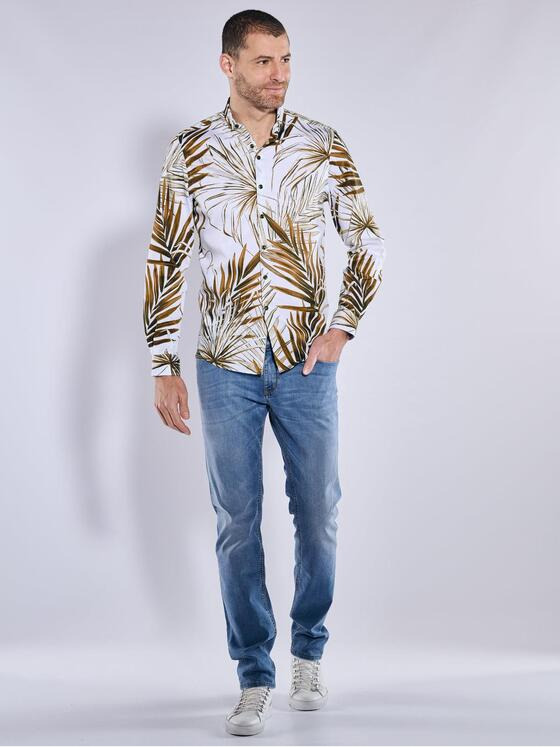 ENGBERS GERMANY Herren Langarm-Hemd slim fit Beige 37079