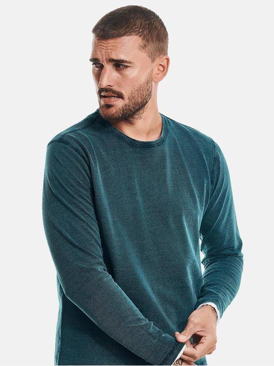 emilio adani Herren Langarm-Shirt strukturiert Türkis 32447