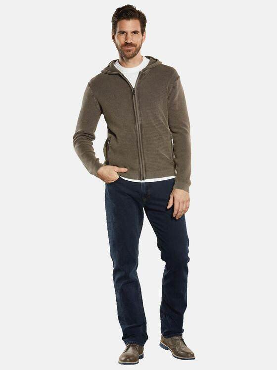 engbers Herren Cardigan mit Kapuze Braunbeige 34373