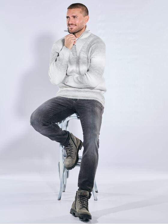 emilio adani Herren Pullover Polokragen Silbergrau 39740