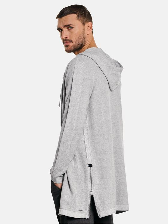 emilio adani Herren Cardigan mit Kapuze Grau 33009