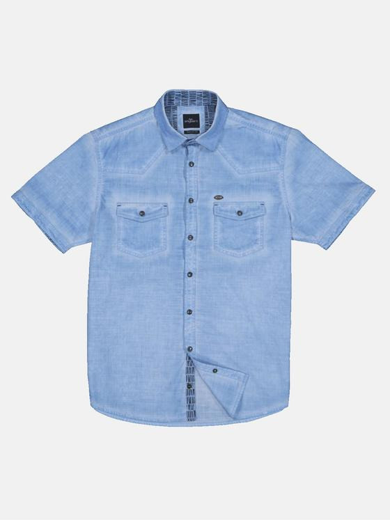 engbers Herren Kurzarm-Hemd gefärbt Hellblau 32820