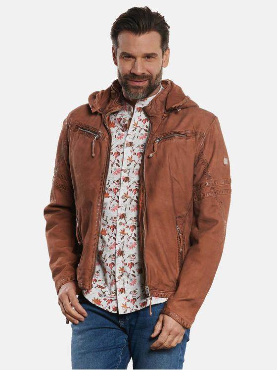 engbers Herren Lederjacke aus Nubuk Orange 32594