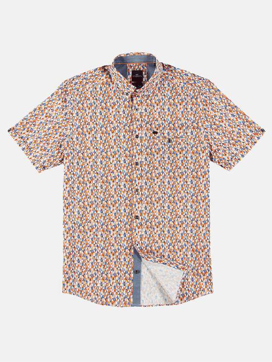 engbers Herren Kurzarm-Hemd mit All-Over Print Dunkelorange 31718