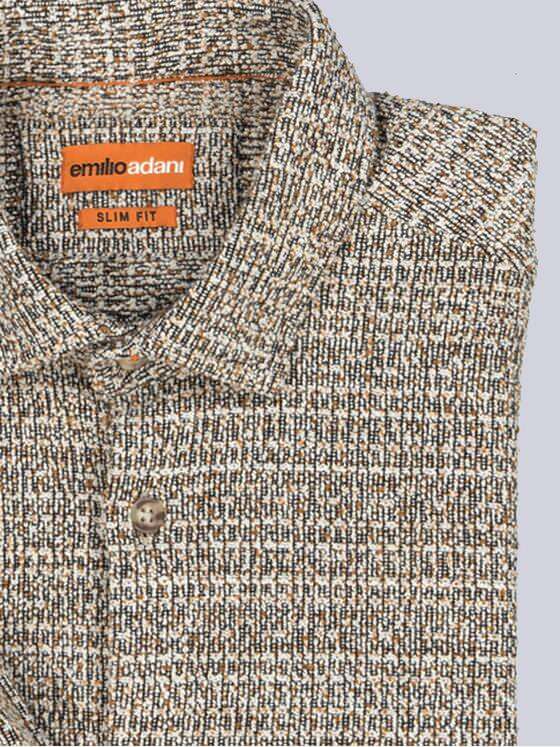 emilio adani Herren Langarm-Hemd slim fit Braun 36221