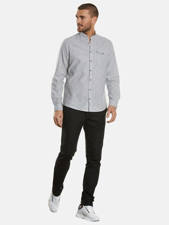 emilio adani Herren Langarm-Hemd mit Leinenanteil Grau 34461