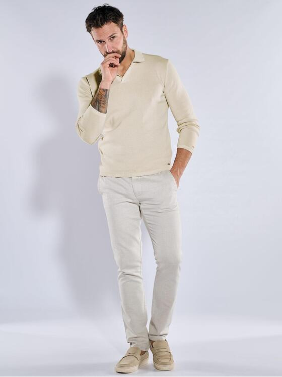 emilio adani Herren Pullover mit Polo-Kragen Weiß 36701