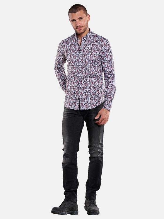emilio adani Herren Langarm-Hemd aus Leinen Rot 34149