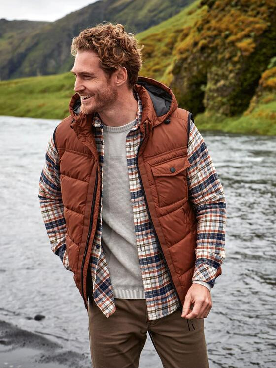 engbers Herren Steppweste mit abnehmbarer Kapuze Orange 35541