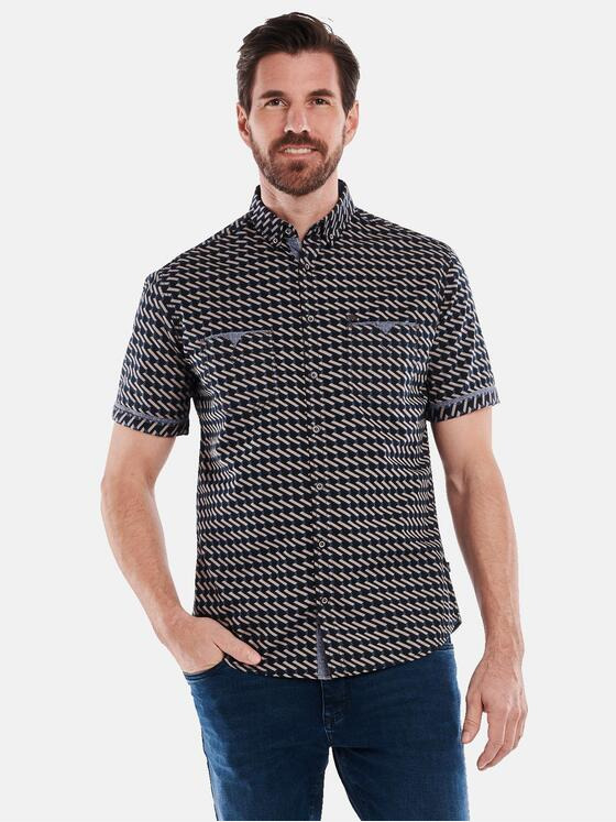 engbers Herren Kurzarm-Hemd gemustert Blau 35206