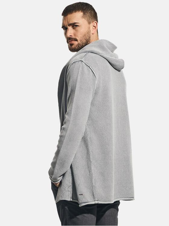 emilio adani Herren Lässige Strickjacke mit Kapuze Grau 30887