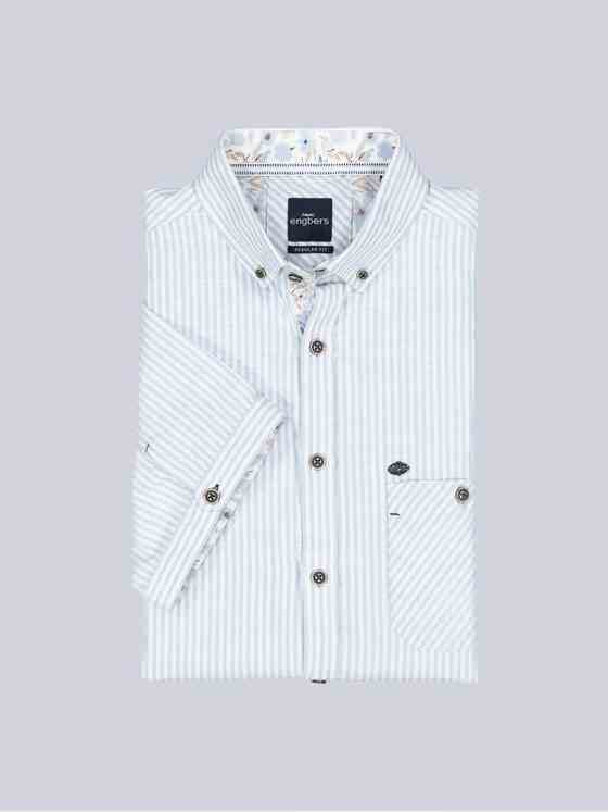 engbers Herren Kurzarm-Hemd gestreift Hellblau 38892
