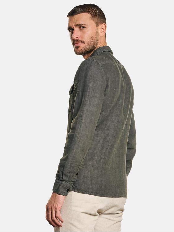 emilio adani Herren Langarm-Hemd im Overshirt Design Grün 32622