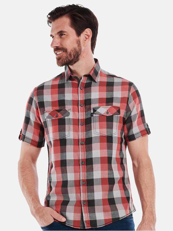 engbers Herren Kurzarm-Hemd kariert Signalrot 34948