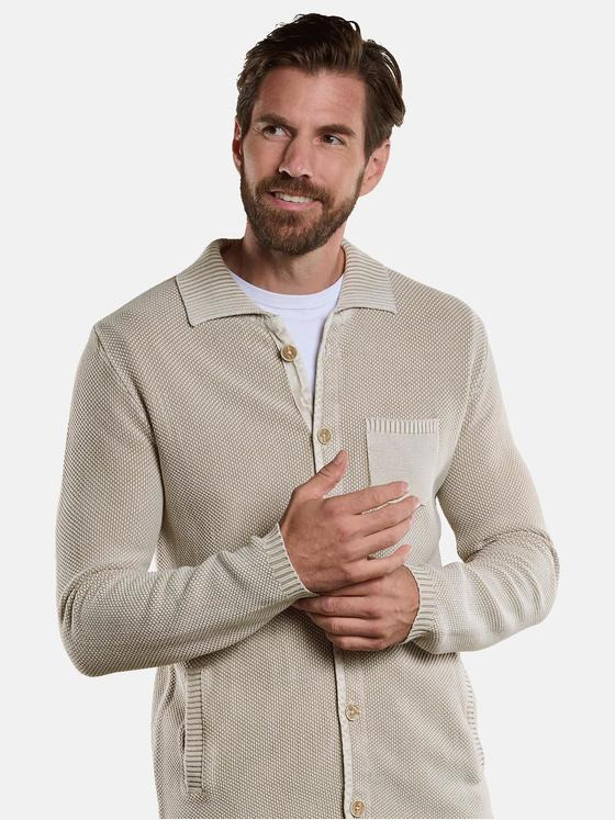 engbers Herren Cardigan strukturiert Beige 34141