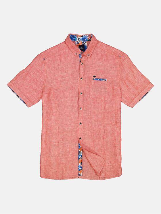 engbers Herren Kurzarm-Hemd aus Leinen Rot 35071