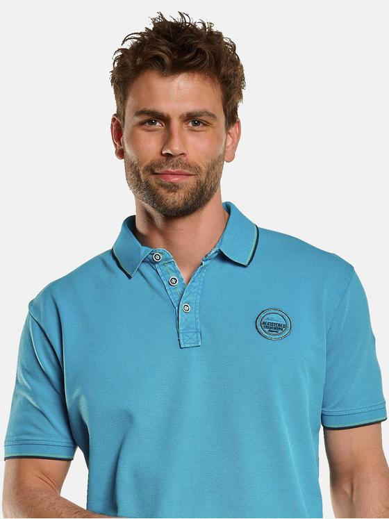 engbers Herren Polo-Shirt uni Blautuerkis 33135