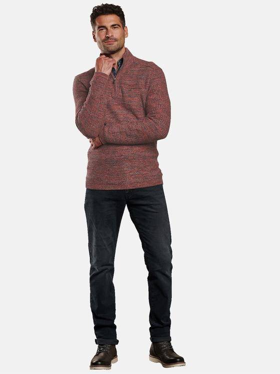 engbers Herren Troyer-Pullover mouliniert Dunkelorange 32036